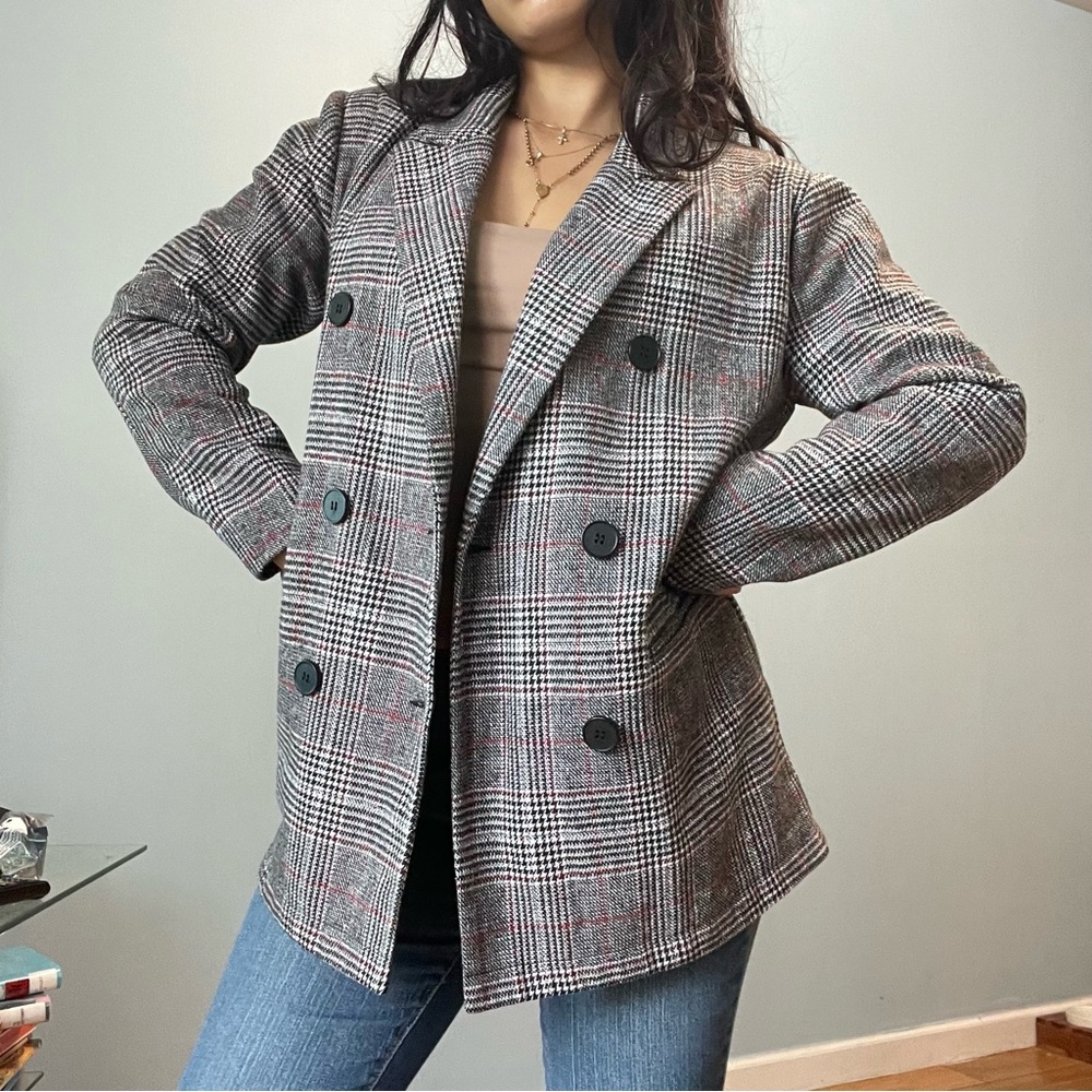 Sans Souci Houndstooth Blazer in Black, White, and Red